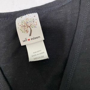 Women’s Self Esteem medium black tank with lace up v neck